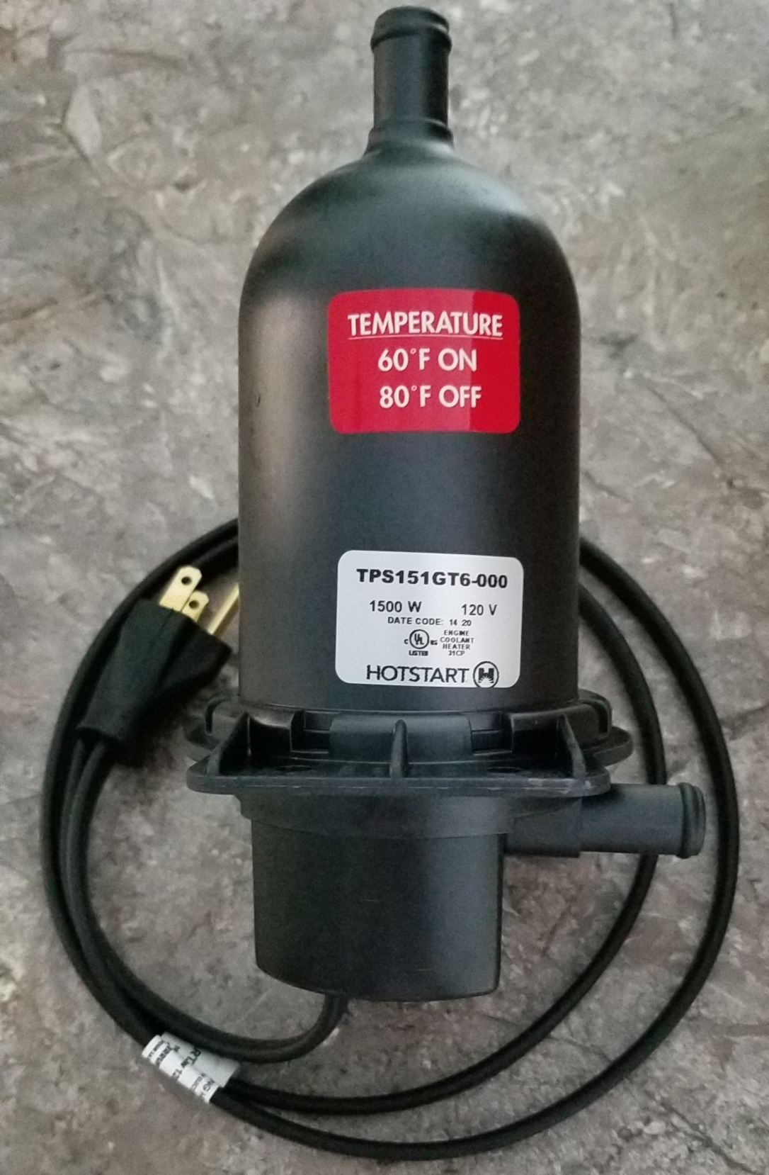 Hotstart TPS151GT6000 Block Heater, LOW Temp. [TPS151GT6000]